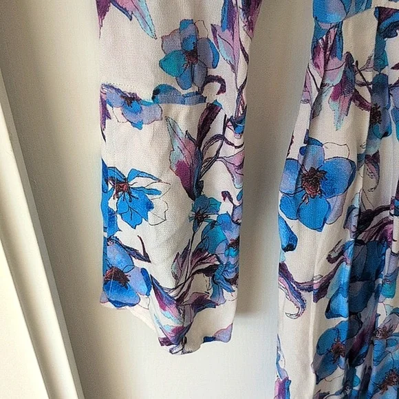 Free People Womens 10 Tegan Mini Dress Blue Floral Printed Boho Western Casual - Picture 4 of 8